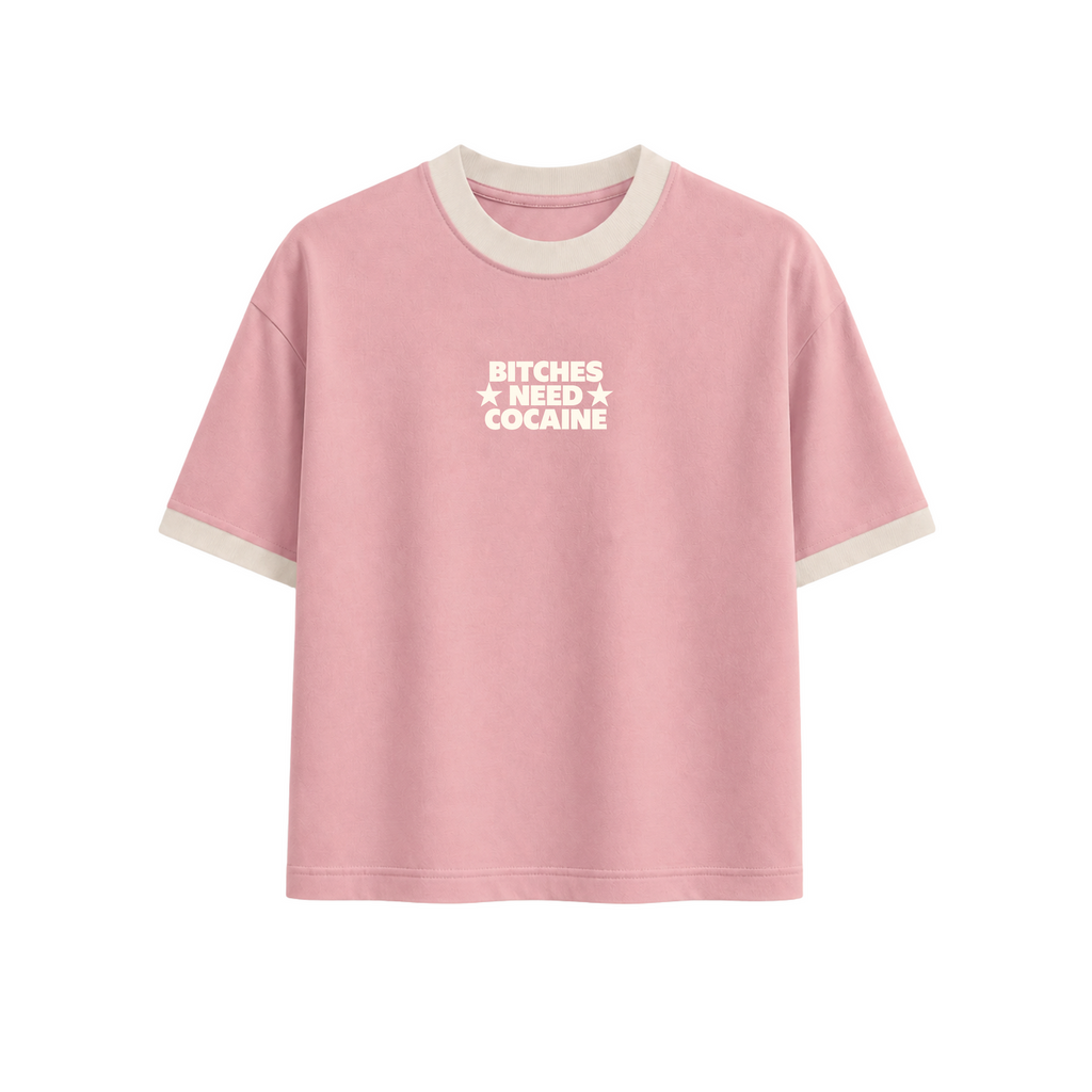 Peach Ringer boxy fit Tee